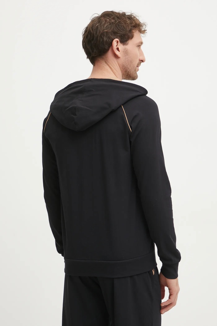 Oblečení BOSS rozepínací mikina s kapucí pánská bavlněná s elastanem Mix&Match Jacket H 50515313 černá