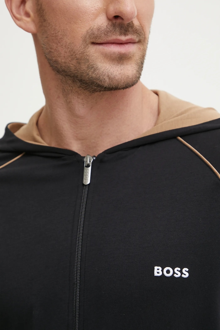 BOSS rozepínací mikina s kapucí pánská bavlněná s elastanem Mix&Match Jacket H 50515313
