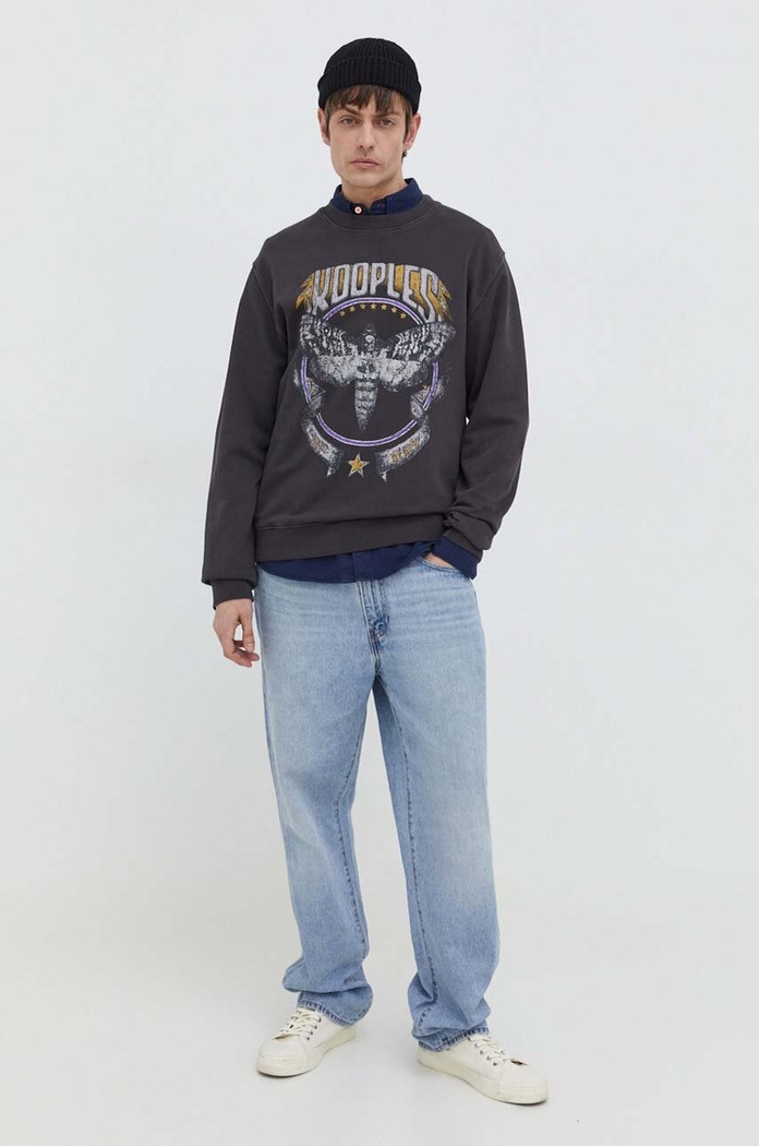 Памучен суичър The Kooples HSWE28004K сив SS24