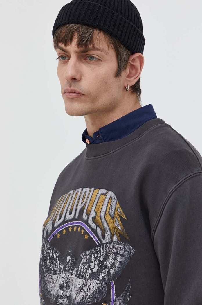 Памучен суичър The Kooples сив HSWE28004K