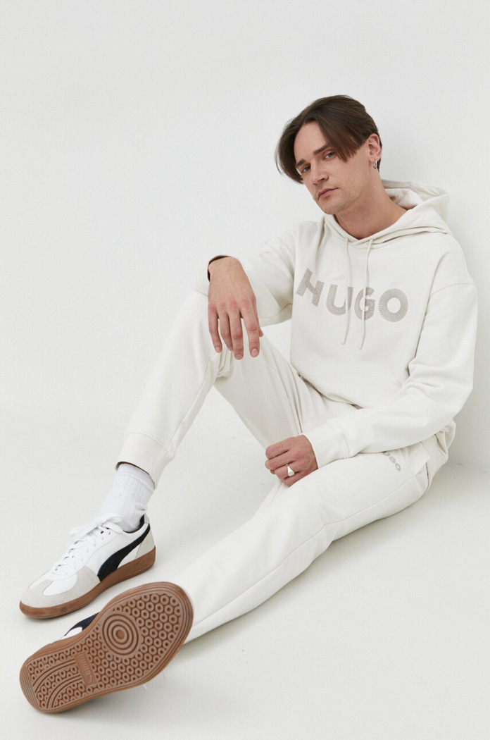 Bombažen pulover HUGO 50509975 bež SS24