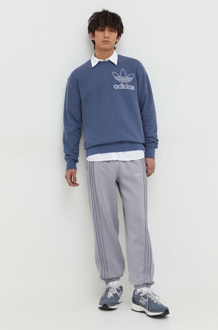 Βαμβακερή μπλούζα adidas Originals Heawyn χωρίς κουκούλα μπλε IR7999