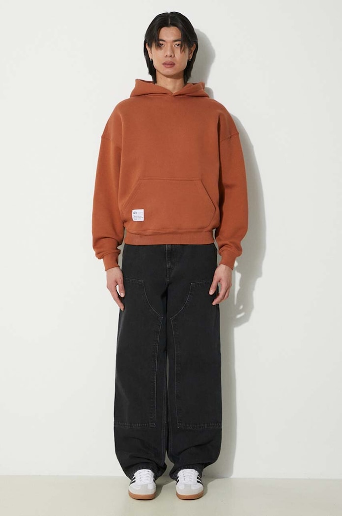 Μπλούζα Alpha Industries Logo BP Hoody 146336 καφέ AW24