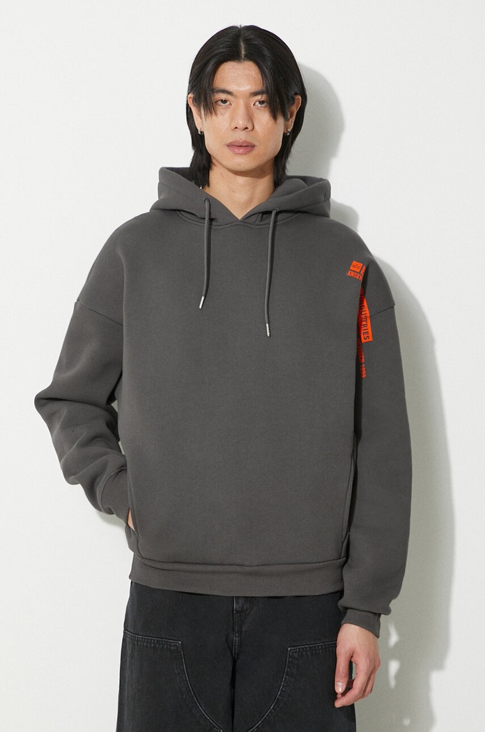 Μπλούζα Alpha Industries Flock Logo Hoody στάμπα γκρί 146340.