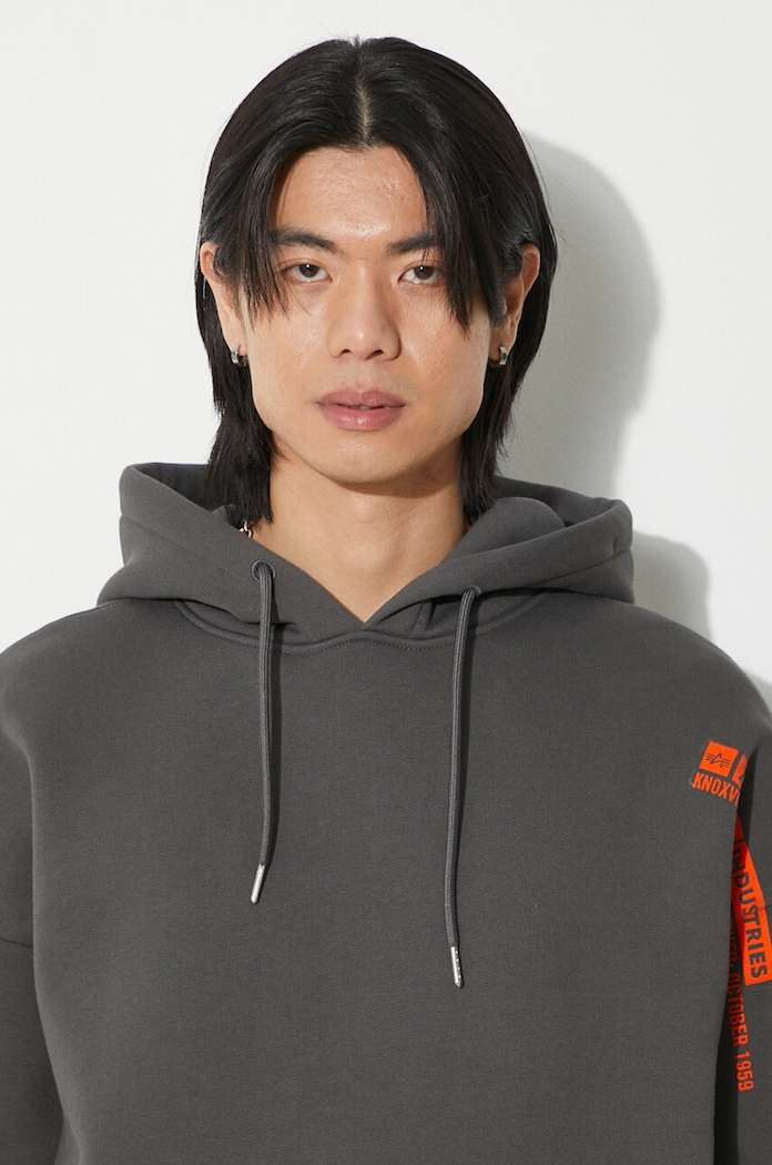 Μπλούζα Alpha Industries Flock Logo Hoody 146340. γκρί