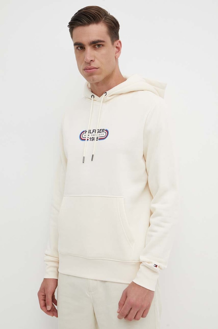 Mikina Tommy Hilfiger s kapucí béžová MW0MW34445