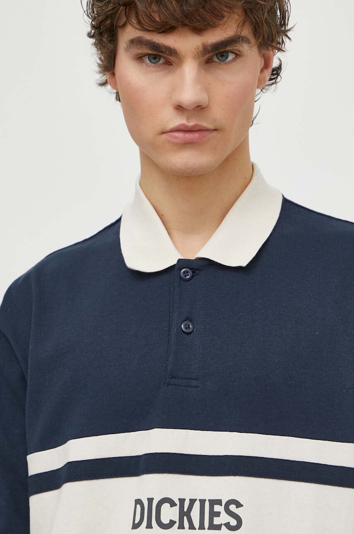 Pamučna majica dugih rukava Dickies YORKTOWN RUGBY LS pamuk mornarsko plava DK0A4YRA