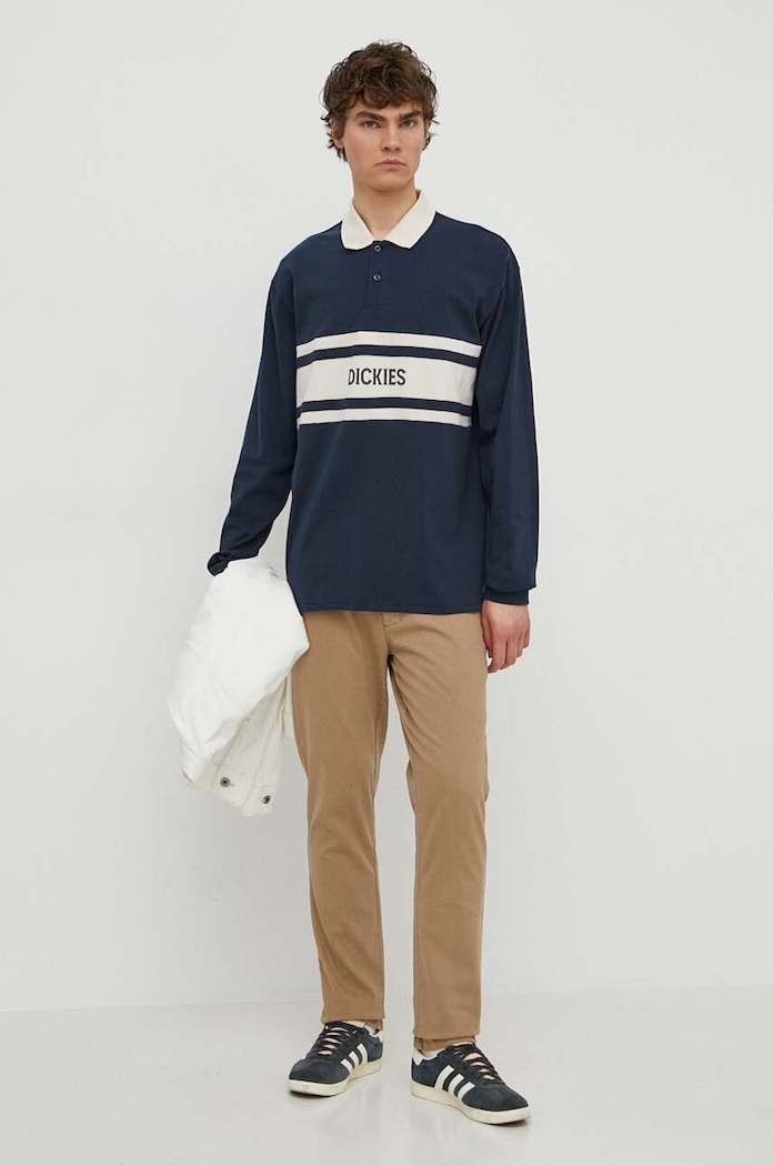 Pamučna majica dugih rukava Dickies YORKTOWN RUGBY LS DK0A4YRA mornarsko plava SS24
