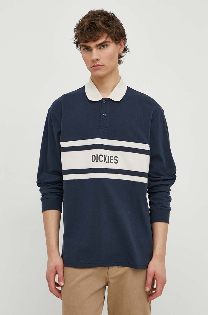 Pamučna majica dugih rukava Dickies YORKTOWN RUGBY LS mornarsko plava DK0A4YRA