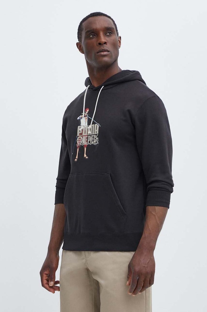 Bombažen pulover Puma PUMA X ONE PIECE Potisk črna 624666