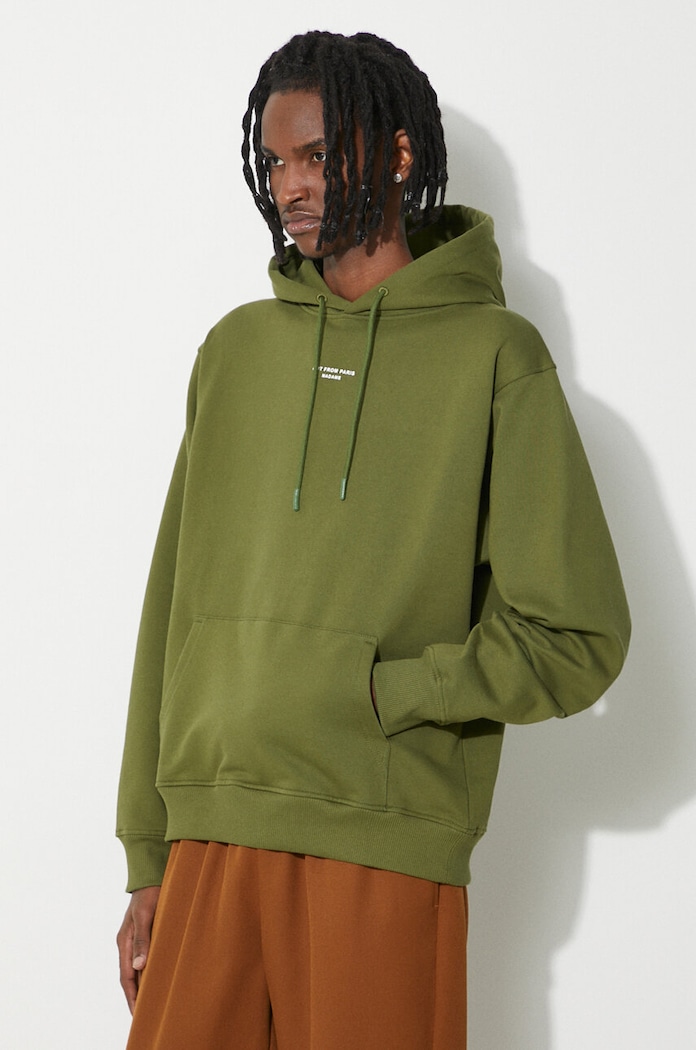 Drôle de Monsieur bluza bawełniana Le Hoodie Slogan bawełna zielony D.HO153.CO127.KK