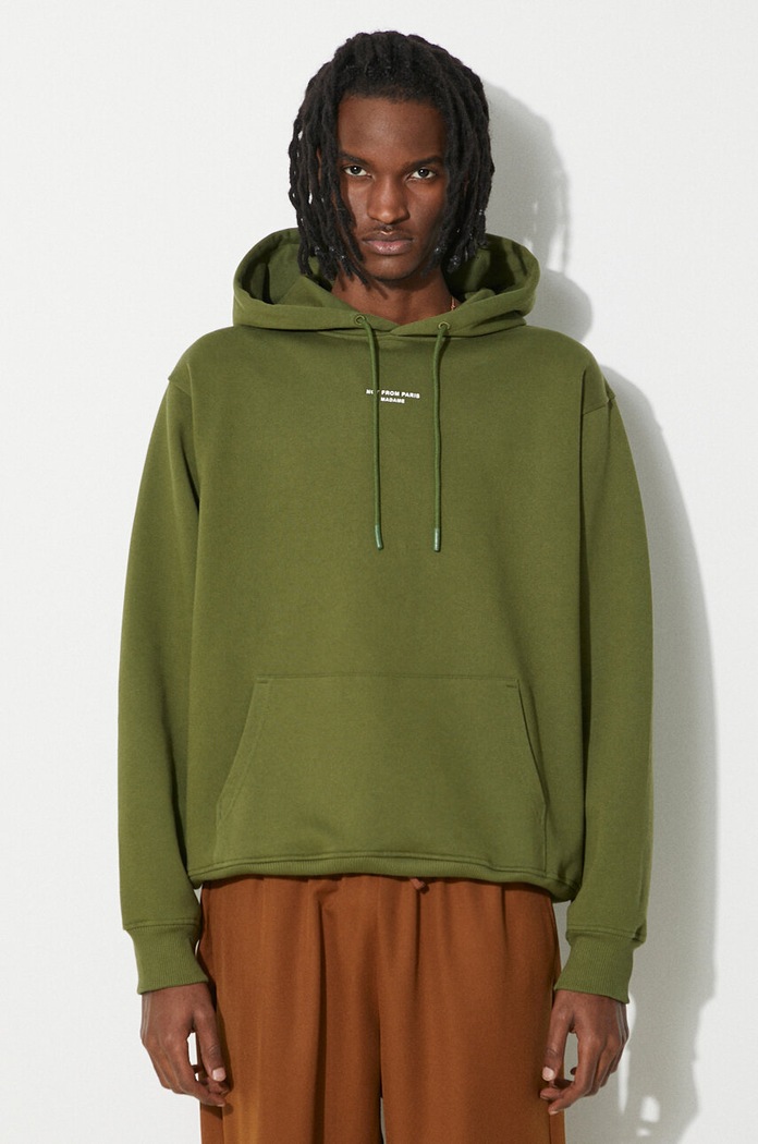 Drôle de Monsieur bluza bawełniana Le Hoodie Slogan zielony D.HO153.CO127.KK