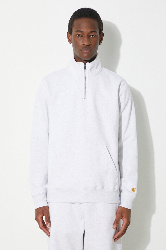 Carhartt WIP bluza Chase Neck Zip Sweat gładkie szary I033665.00JXX