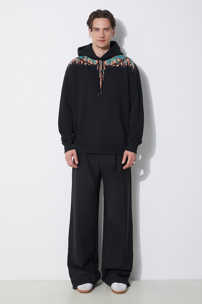Marcelo Burlon cotton sweatshirt Grizzly Wings Regular Hoodie CMBB007S24FLE0021020 black SS24