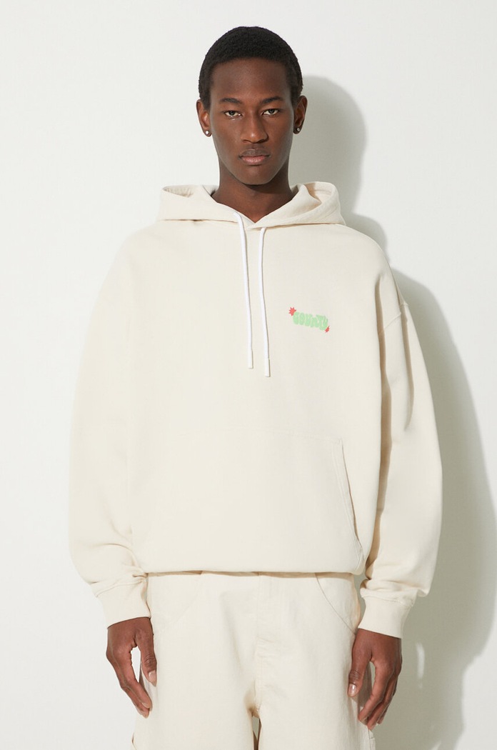 Marcelo Burlon hanorac de bumbac Solsticio Comfort Hoodie print bej CMBB106S24FLE0060C50
