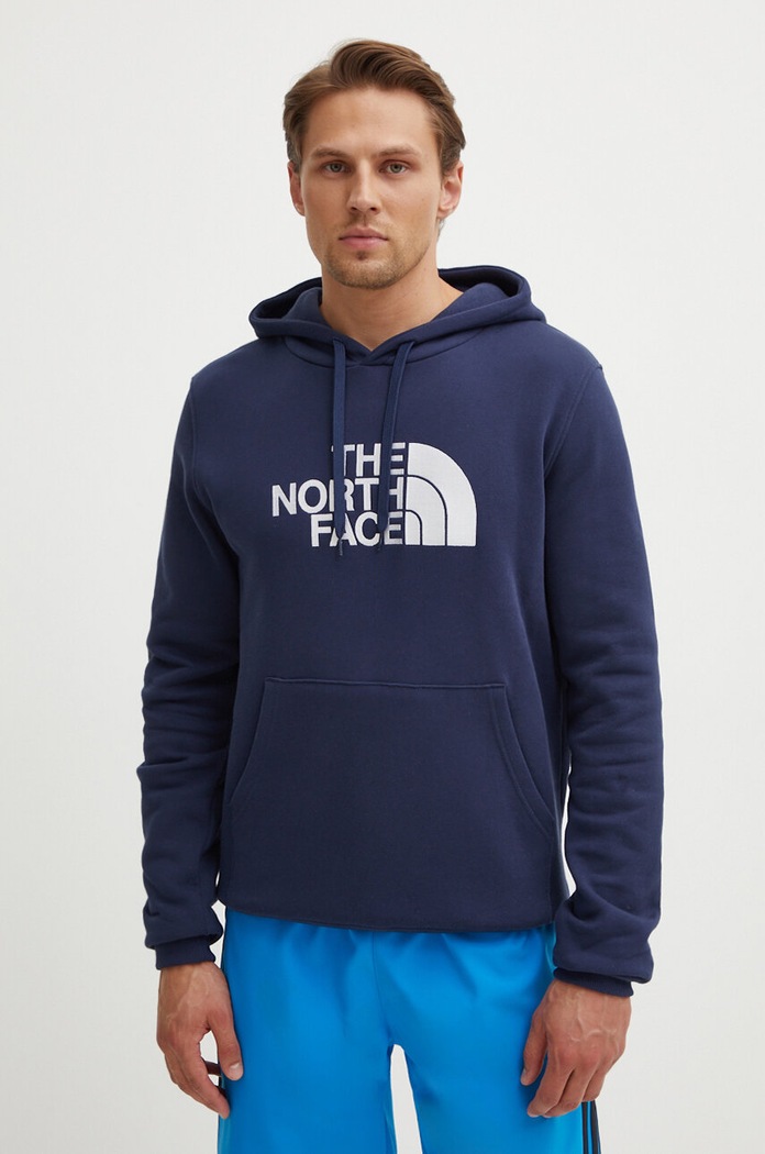 Pamučna dukserica The North Face M Drew Peak Pullover Hoodie natpis mornarsko plava NF00AHJY8K21