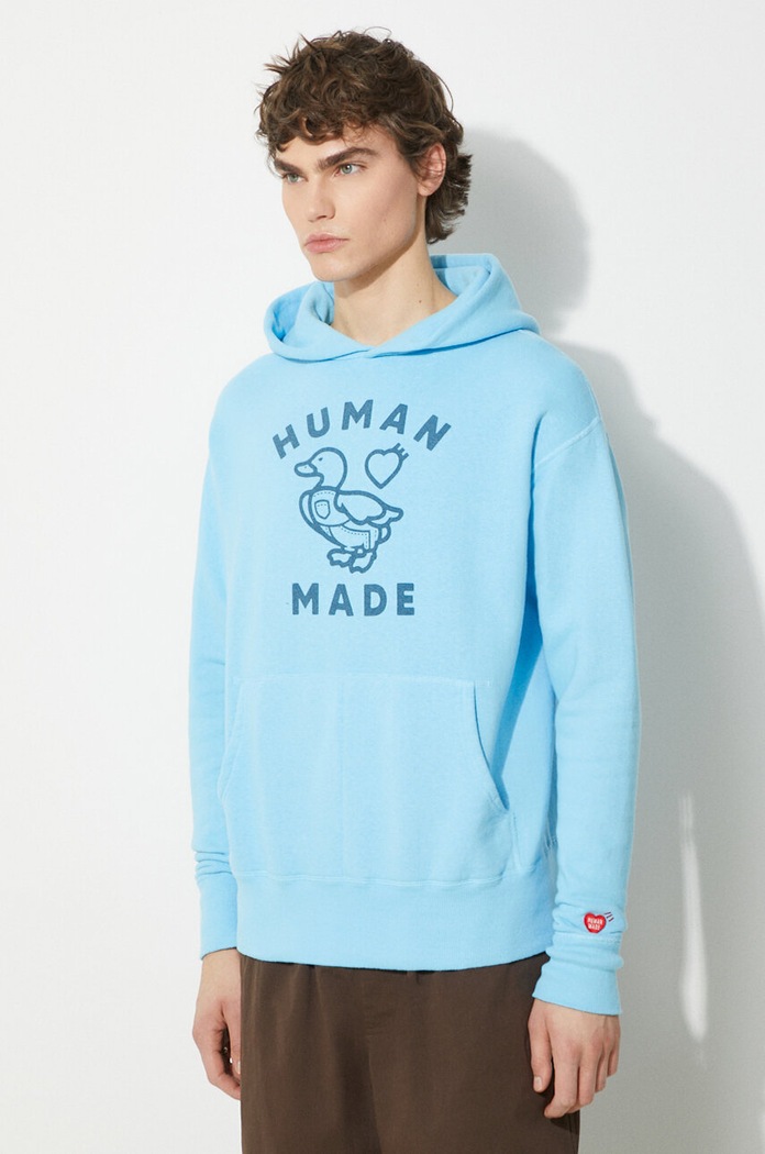 Памучен суичър Human Made Tsuriami Hoodie син HM27CS028