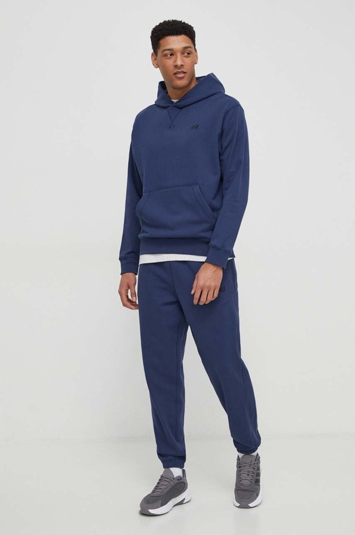 Bavlnená mikina New Balance MT41534NNY tmavomodrá SS24