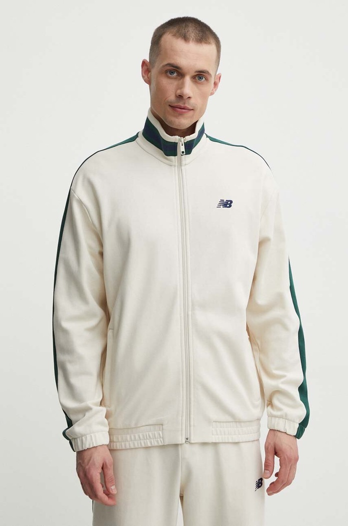 Памучен суичър New Balance MJ41503LIN памук бежов MJ41503LIN
