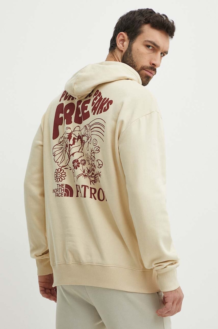 The North Face hanorac de bumbac print bej NF0A87DV3X41
