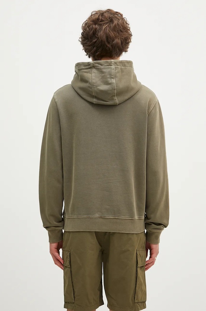 Abbigliamento Woolrich felpa in cotone Garment Dyed Logo Hoodie CFWOSW0220MRUT3686 verde