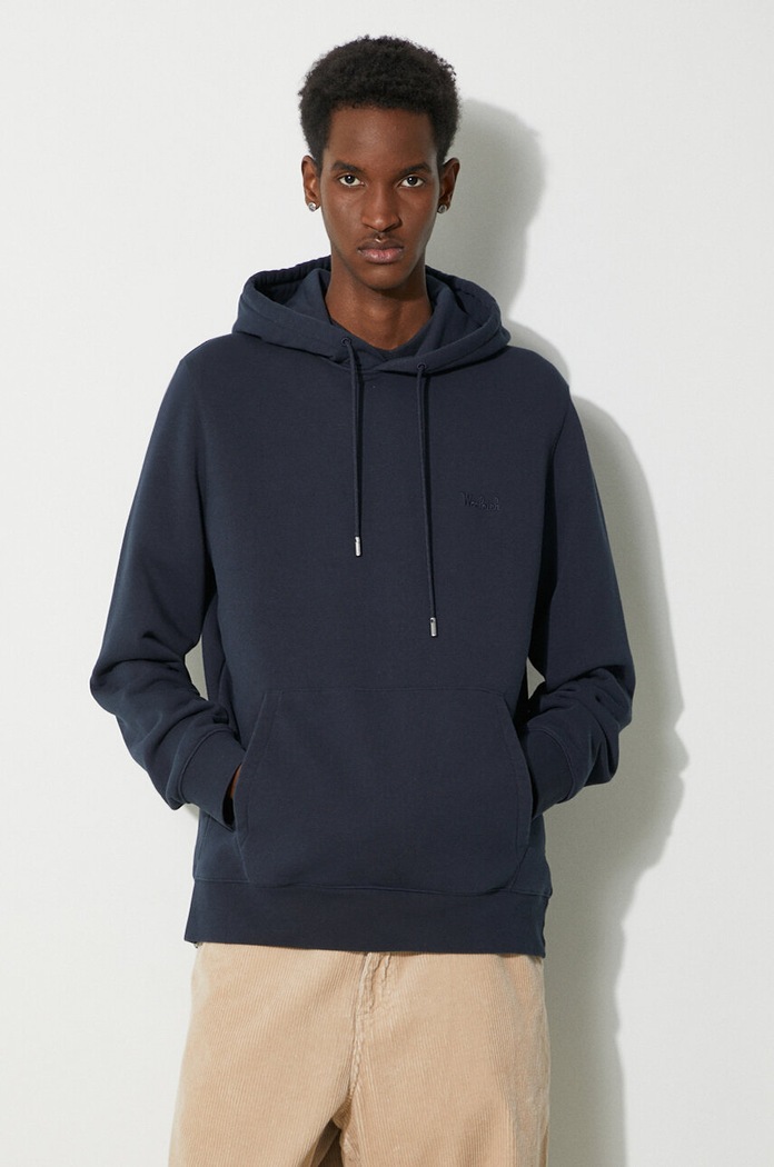 Woolrich sweatshirt Logo Script Hoodie with navy CFWOSW0224MRUT3684