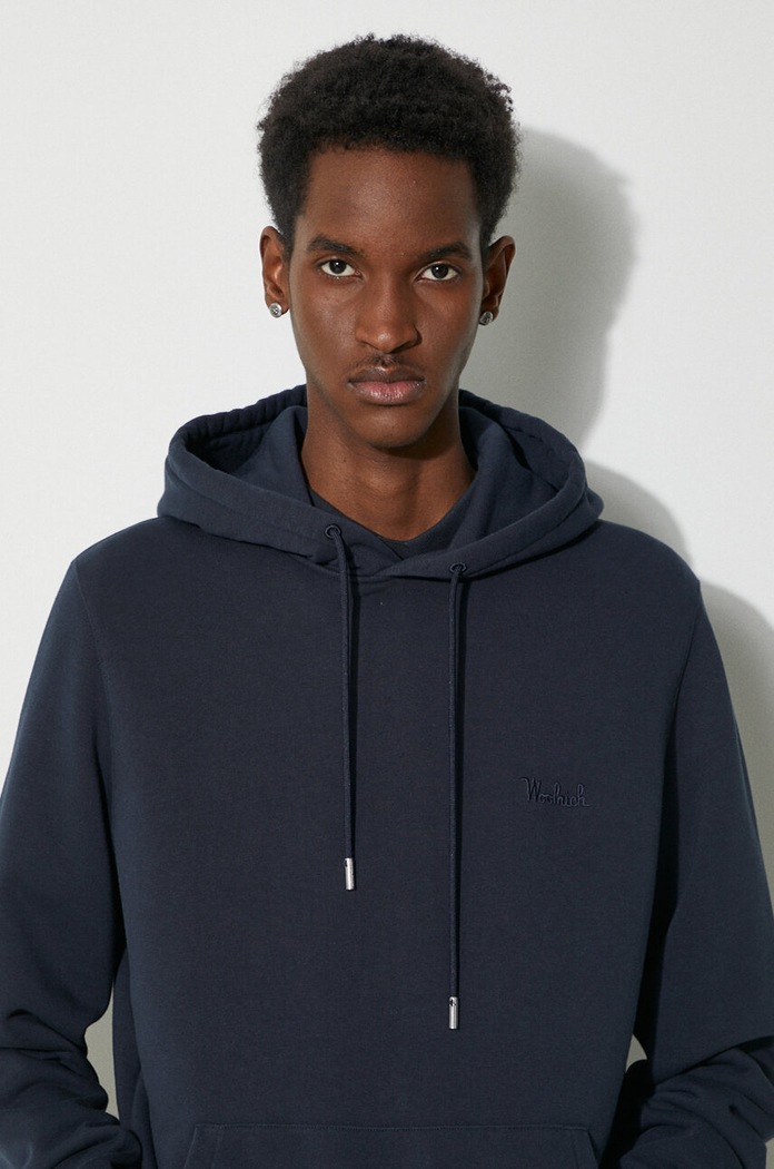 Woolrich sweatshirt Logo Script Hoodie CFWOSW0224MRUT3684 navy