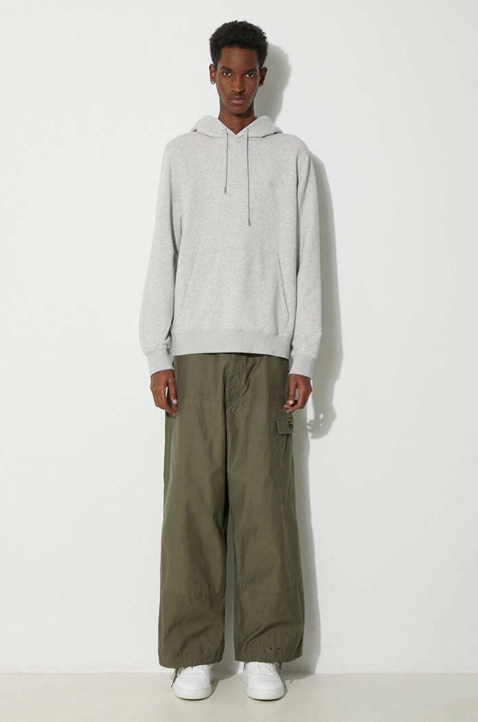 Mikina Woolrich Logo Script Hoodie CFWOSW0224MRUT3684 šedá SS24
