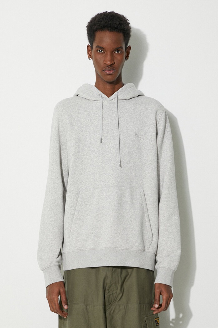 Mikina Woolrich Logo Script Hoodie šedá CFWOSW0224MRUT3684