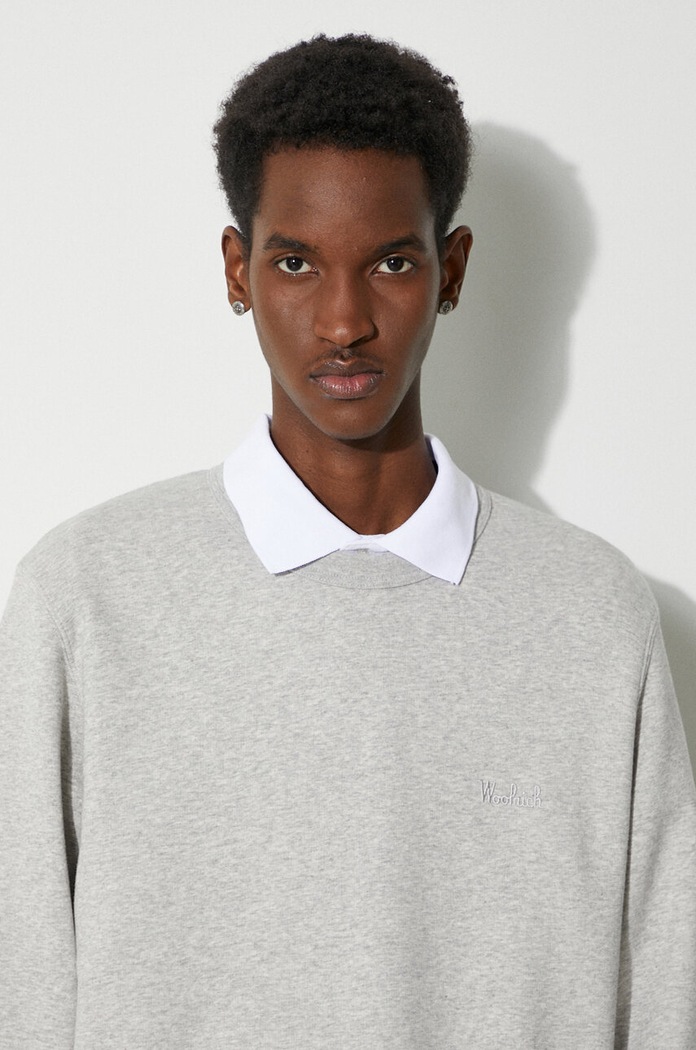 Woolrich bluza Logo Script Crewneck CFWOSW0225MRUT3684 gri