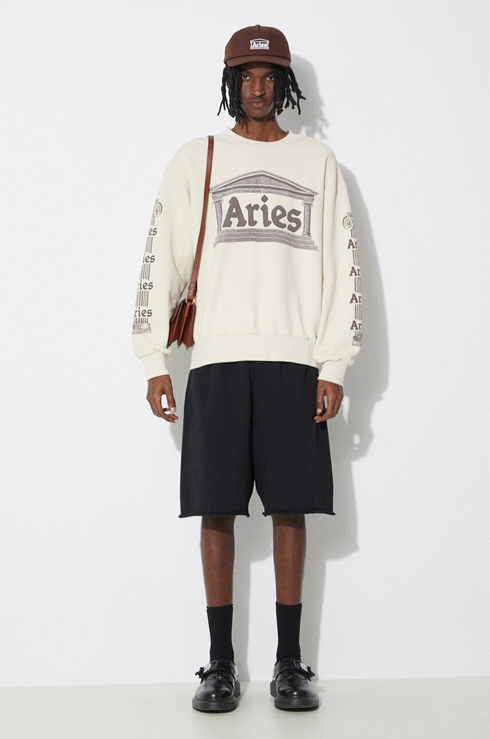 Aries pamut melegítőfelső Ancient Column Sweat SUAR20034 bézs SS24
