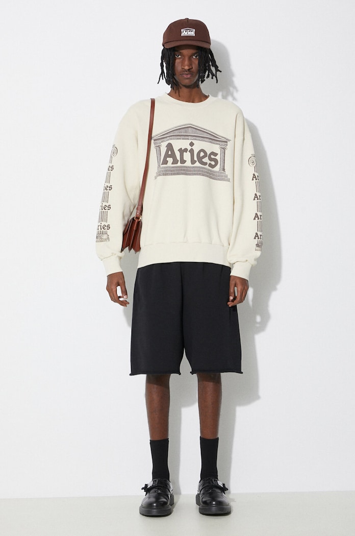 Aries pamut melegítőfelső Ancient Column Sweat SUAR20034 bézs SS24