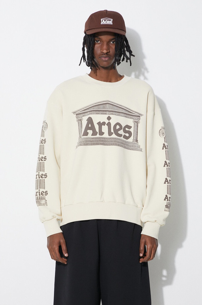 Aries pamut melegítőfelső Ancient Column Sweat bézs SUAR20034