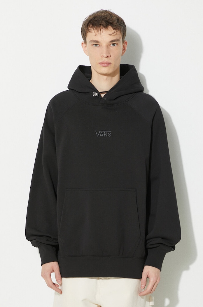 Βαμβακερή μπλούζα Vans Premium Standards Hoodie Fleece LX απλό μαύρο VN000GZ1BLK1