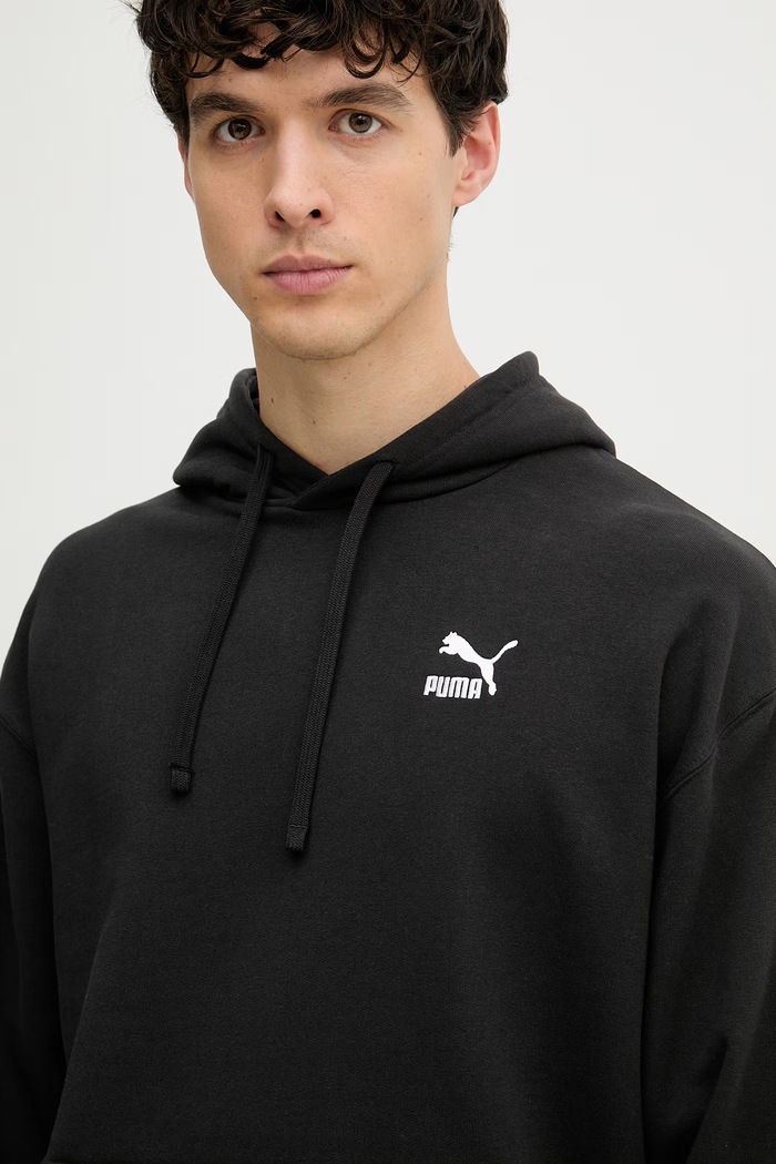 Puma mikina s kapucňou pánska bavlnená BETTER CLASSICS čierna 624241