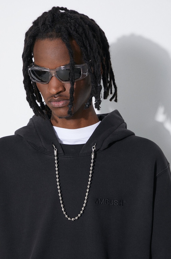 Βαμβακερή μπλούζα AMBUSH Ballchain BMBB001S24FLE0011010 μαύρο