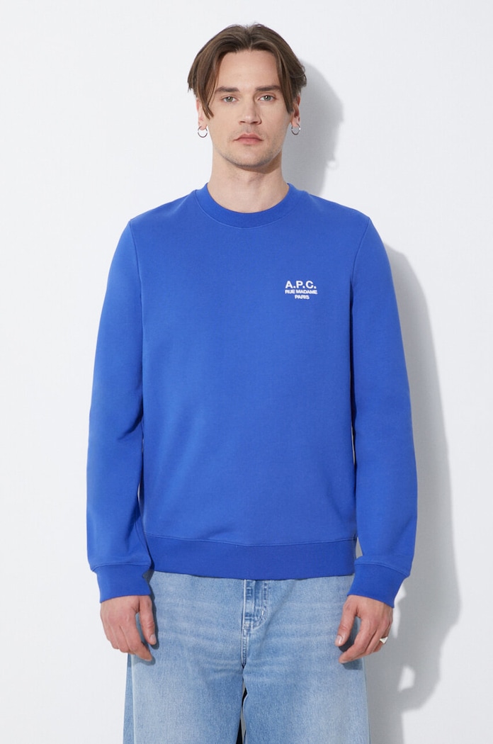 Памучен суичър A.P.C. sweat rider син COEZD.H27699.TIC