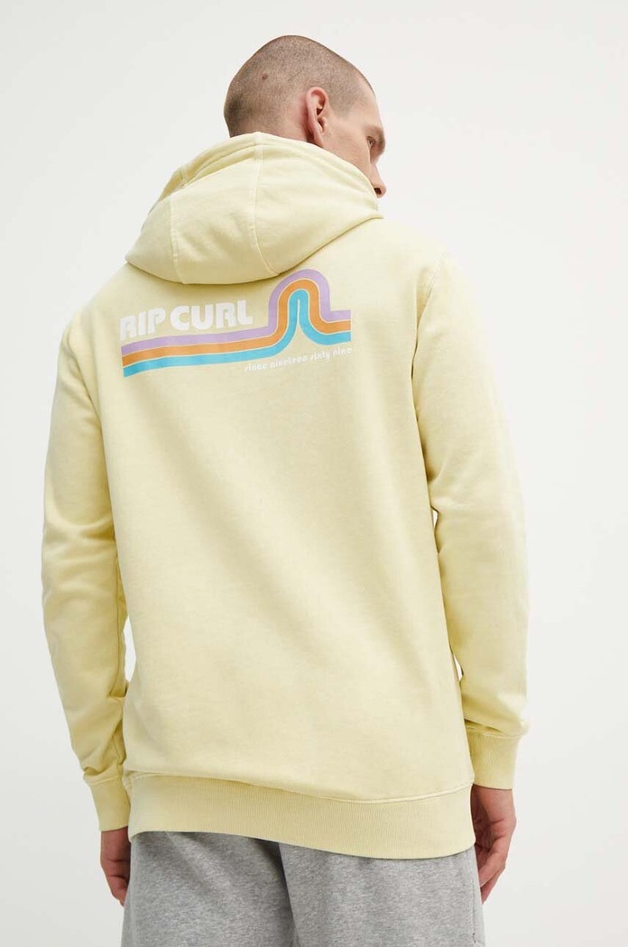 Βαμβακερή μπλούζα Rip Curl στάμπα κίτρινο 04EMFL