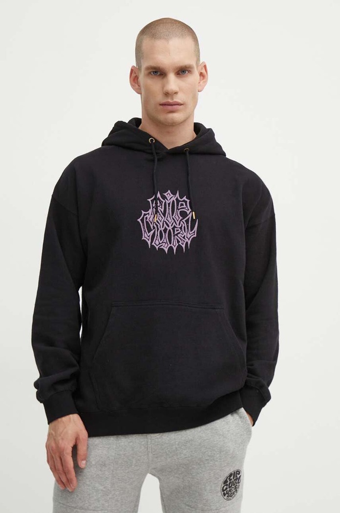 Pamučna dukserica Rip Curl print crna 04FMFL