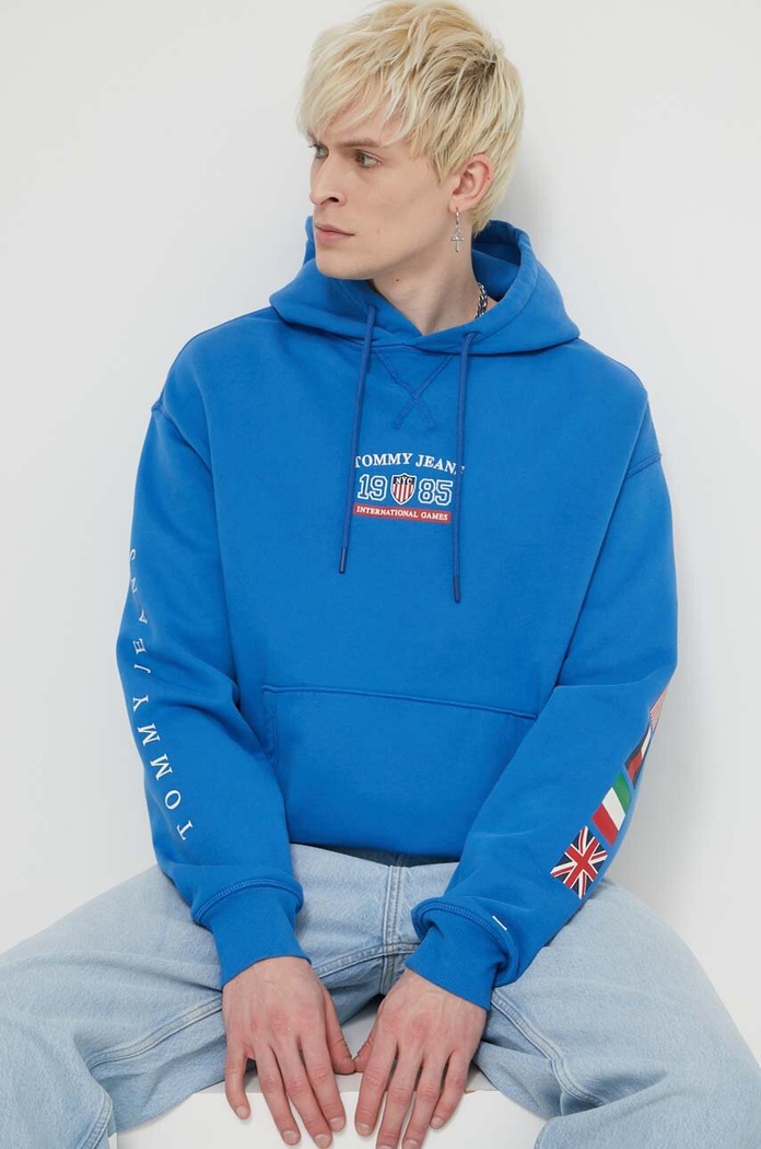 Tommy Jeans bluza bawełniana Archive Games DM0DM19544 niebieski SS24
