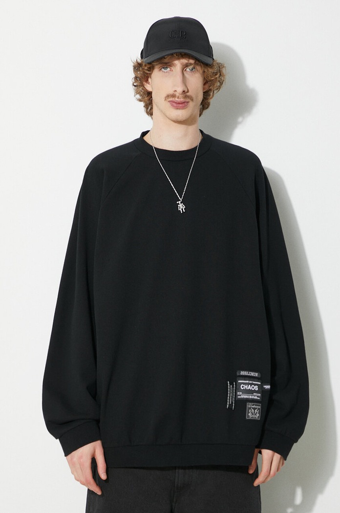 Pamučna dukserica Undercover Pullover bez uzorka crna UC1D4808.4