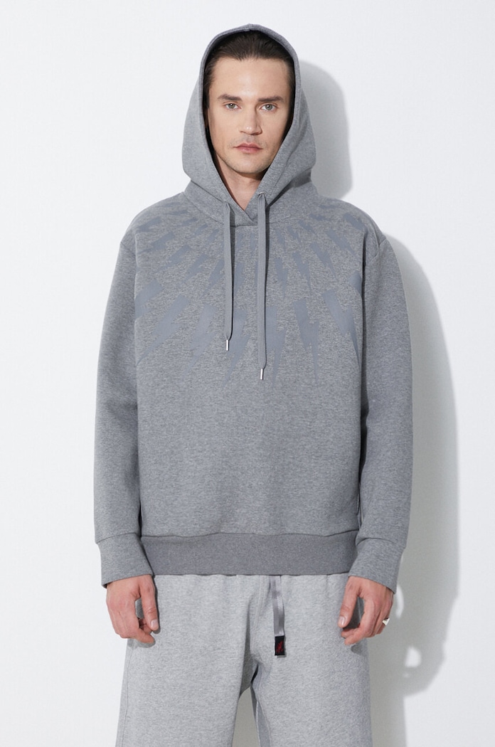 Μπλούζα Neil Barrett Fairisle Thunderbolt Sweatshirt στάμπα γκρί MY72186A.Y506.756N