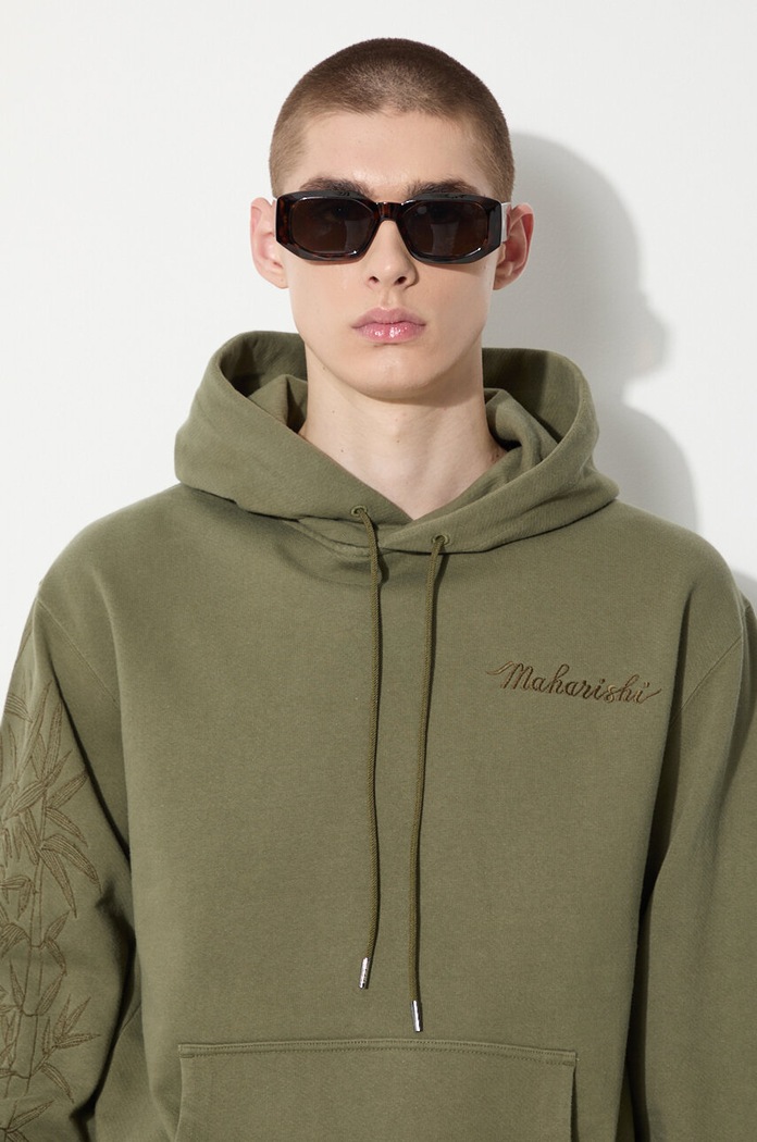 Βαμβακερή μπλούζα Maharishi Dragon Bamboo Hooded Sweat 5075.OLIVE πράσινο