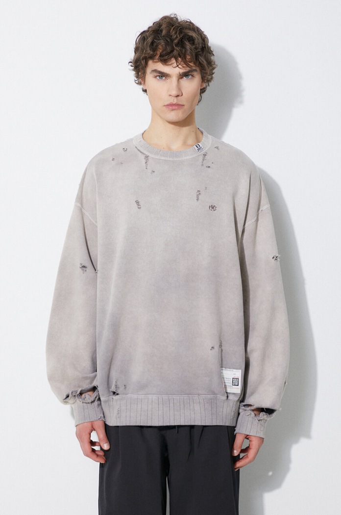 Bavlněná mikina Maison MIHARA YASUHIRO Sun Faded vzorovaný béžová A12PO542