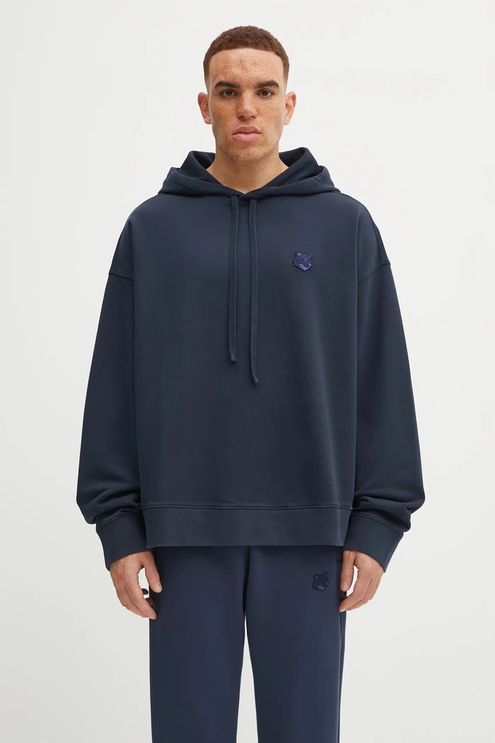 Maison Kitsuné cotton sweatshirt Bold Fox Head Patch Oversize Hoodie navy LM00705KM0001