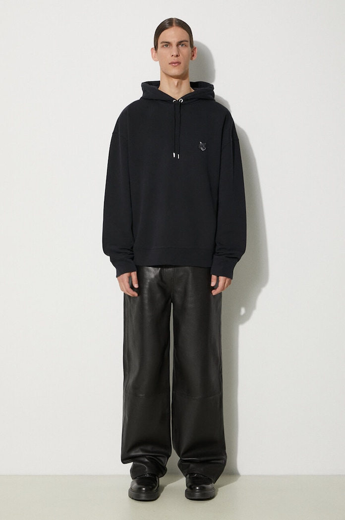 Хлопковая кофта Maison Kitsuné Bold Fox Head Patch Oversize Hoodie LM00705KM0001 чёрный AA00