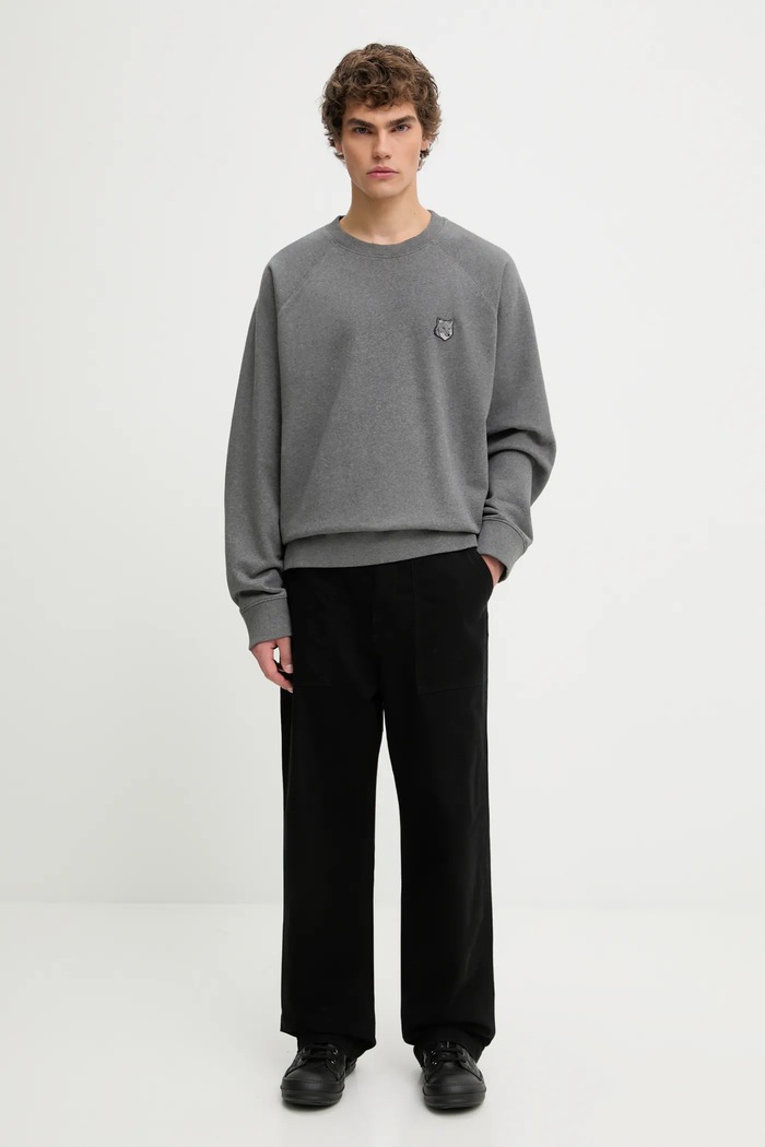 Maison Kitsuné bluza bawełniana Bold Fox Head Patch Oversize Sweatshirt MM00304KM0001 szary
