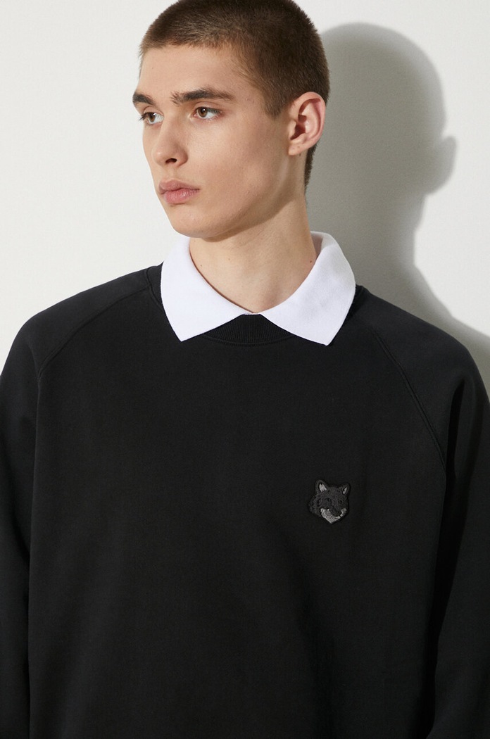 Bavlněná mikina Maison Kitsuné Bold Fox Head Patch Oversize Sweatshirt MM00304KM0001 černá