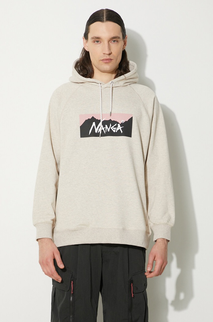 Μπλούζα Nanga Eco Hybrid Box Logo Sweat Hoodie στάμπα μπεζ NW2311.1F202