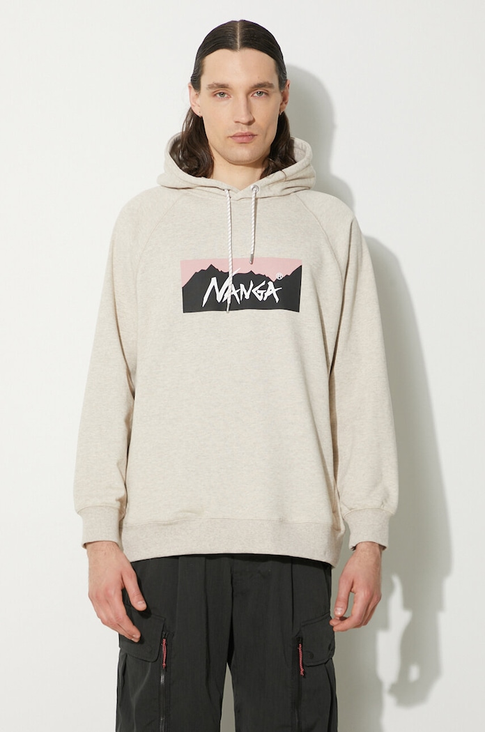 Μπλούζα Nanga Eco Hybrid Box Logo Sweat Hoodie στάμπα μπεζ NW2311.1F202